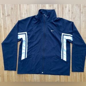 Vintage Y2K Nike Track Suit Jacket Women Navy Blue White Stripe size Large 12-14